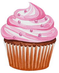 pink cupcake isolated on white