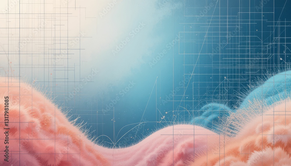 Poster abstract colorful waves with grid and light background design
