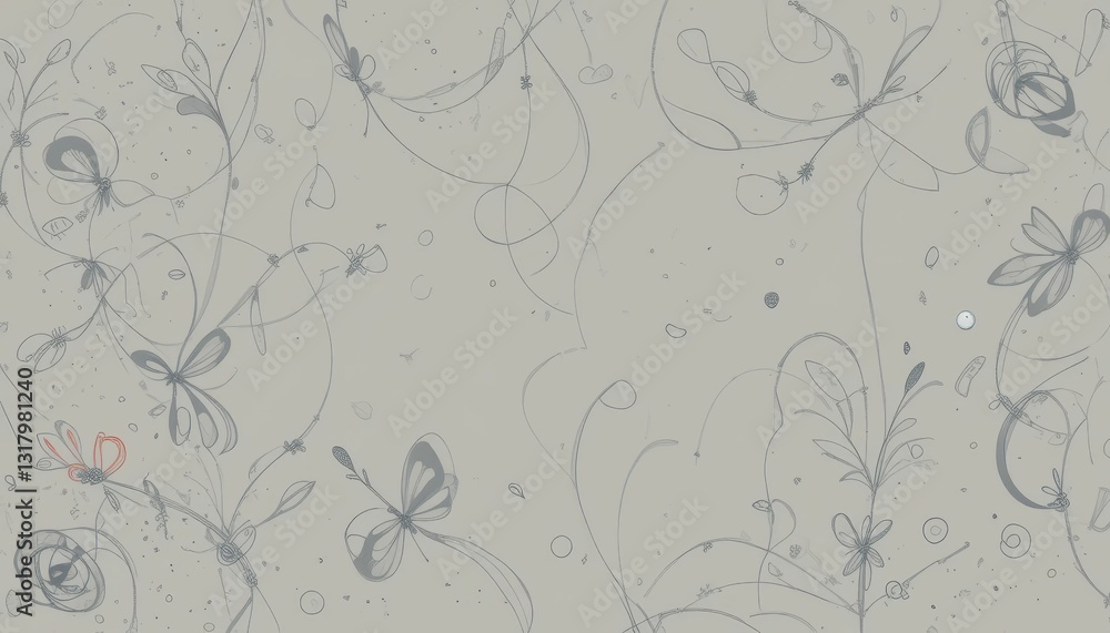 Poster elegant floral pattern with delicate lines and soft colors