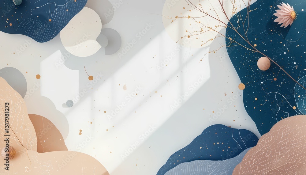 Poster abstract background with soft shapes and natural elements