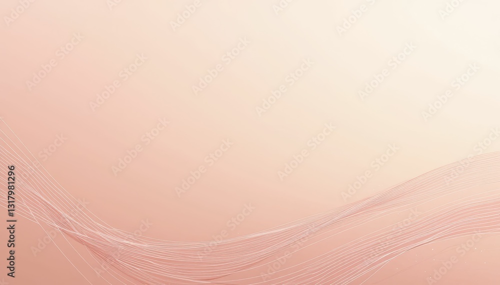 Poster soft gradient background with flowing lines in pale pink and cream