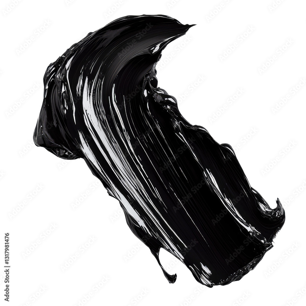 Aufkleber glossy black paint stroke on isolated background capturing fluid movement and artistic expression fo