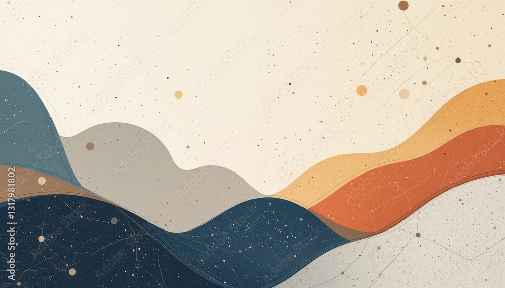 Poster abstract colorful waves and shapes with starry background design