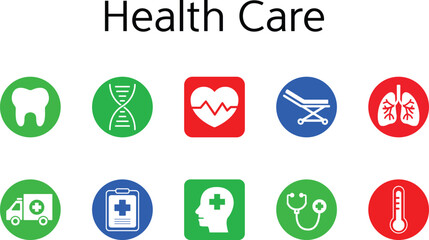Colorful Health Care Icons Set