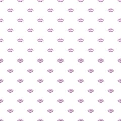 Pastel lavender lip seamless pattern on white. Cute feminine background ideal for beauty themes, Valentine’s Day, cosmetics packaging, and girly stationery.