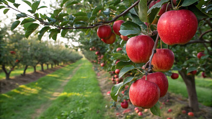 Autumn day. Rural garden. In the frame ripe red apples on a tree. It's raining Photographed in Ukraine