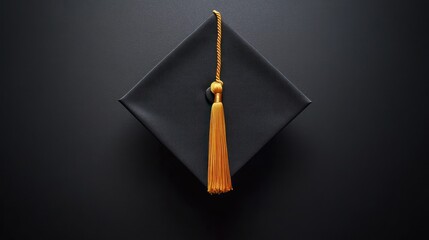 Black Graduation Cap on Dark Background