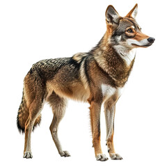 Fototapeta premium Brown and white dog stands on transparent background