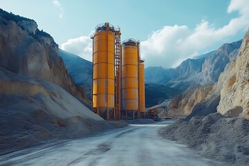 Obraz premium Mountain Quarry Silos & Aggregate Processing
