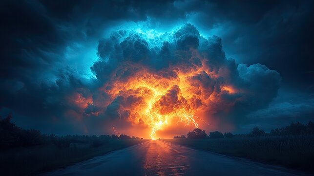 the wrath of god lightning in the sky with stormy clouds