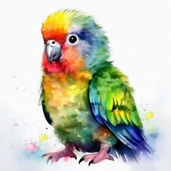 Obraz premium Rainbow Parrot Watercolor 