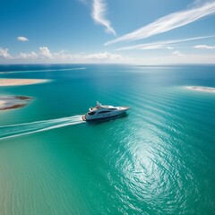 에매랄드 빛 바다를 항해하는 요트
