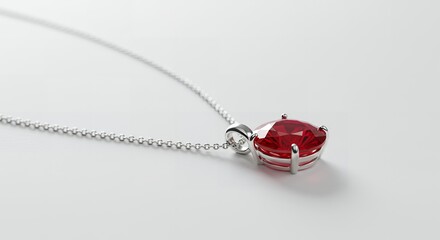 Elegant Ruby Gemstone Pendant Necklace on White Background Luxury Jewelry Photography