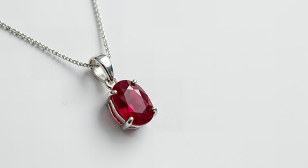 Elegant Oval Ruby Pendant Necklace in Sterling Silver: A Luxurious Statement Piece