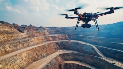 Aerial view of massive mining pit captured by drone offering new perspective