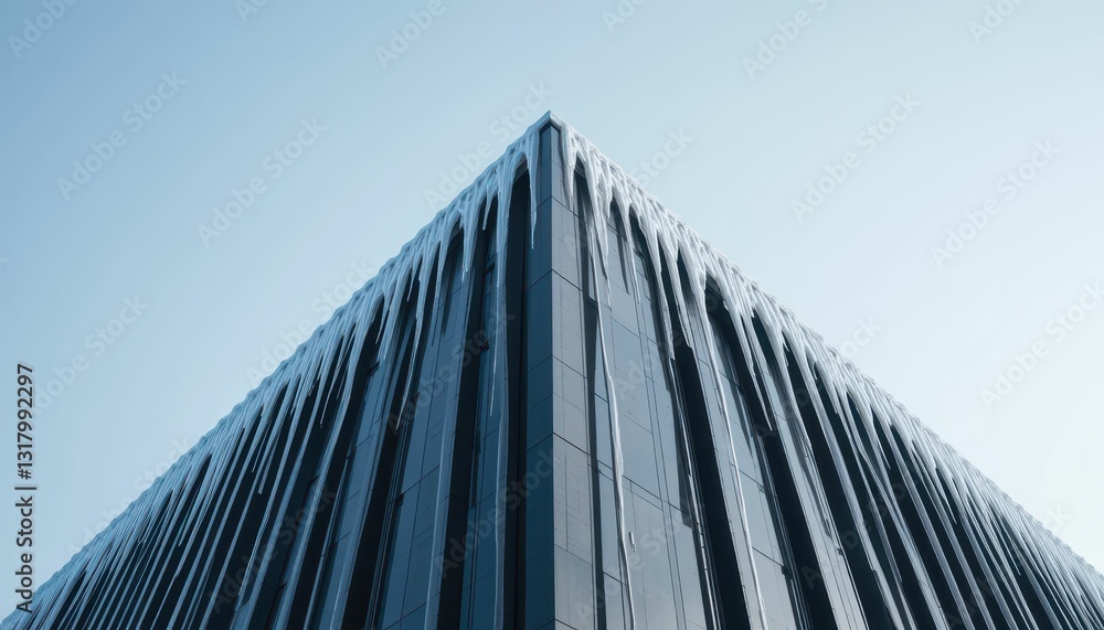 Poster modern architectural design of a sleek building with sharp edges