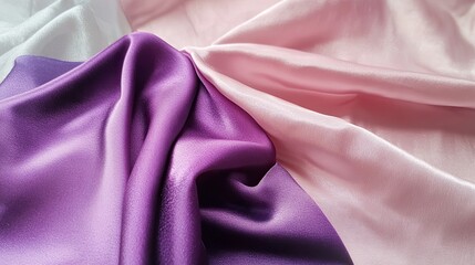 Luxurious Purple and Pink Satin Fabric with Shiny Silk Texture, Elegant Textile Background for Fashion and Interior Design