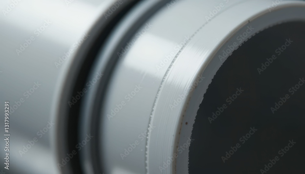 Poster close-up of gray pvc pipe with smooth surface and sharp edge