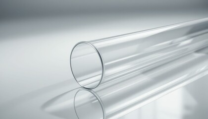 Transparent Glass Tube on a Reflective Surface with Soft Lighting