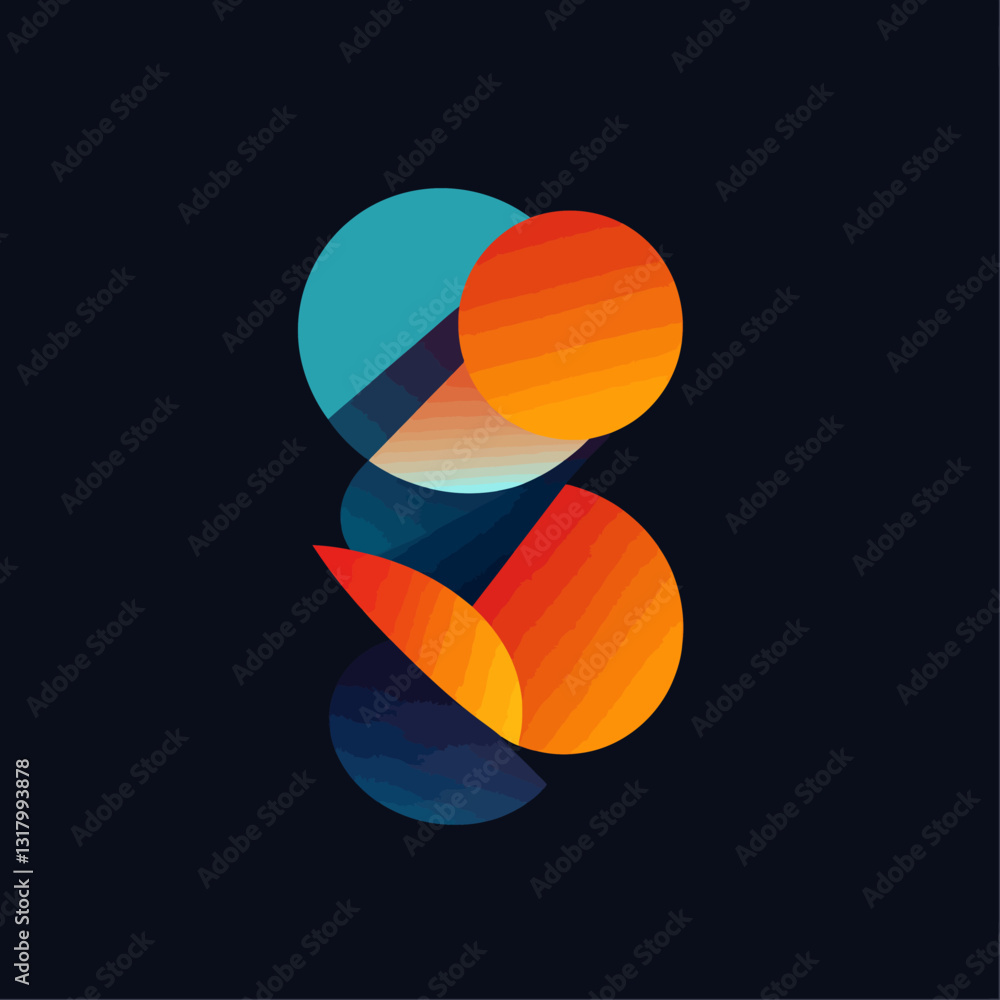 Poster abstract colorful geometric design with gradients on dark background