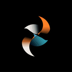 Abstract swirl design with gradient colors on black background