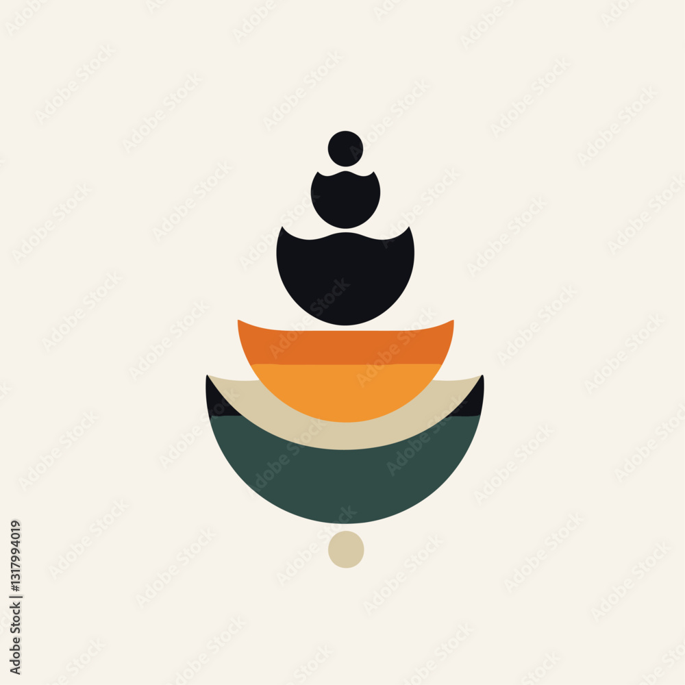 Poster abstract geometric shape design with gradient and layered elements.