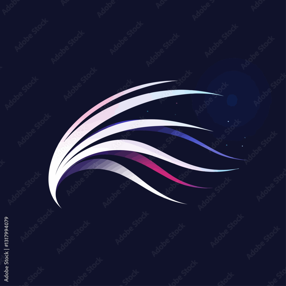 Poster abstract flowing lines with gradient colors on dark background