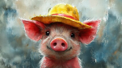 wild boar in hat clipart watercolor illustration illustrative clipart collection illustration