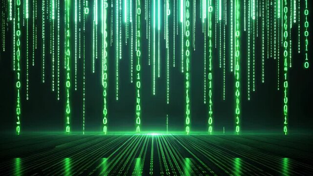 Digital green binary code background