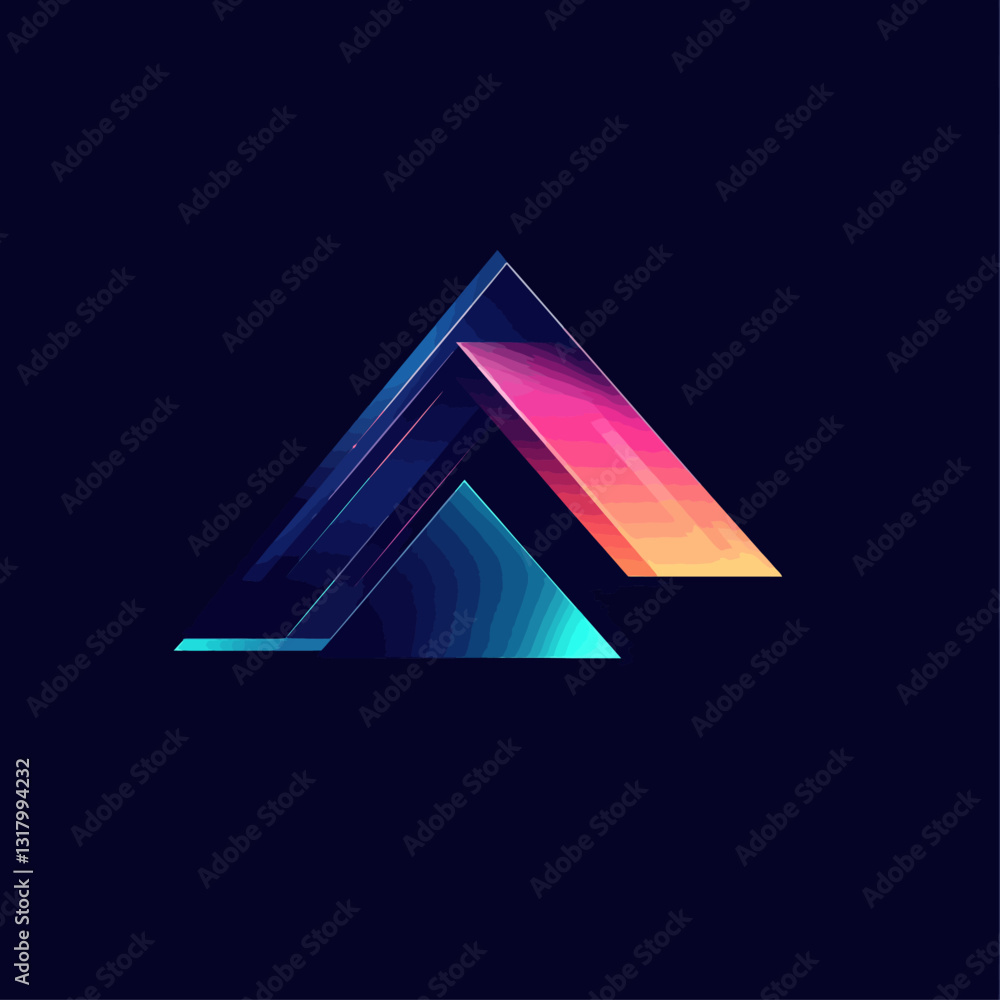 Poster abstract triangle logo with gradient colors on dark background