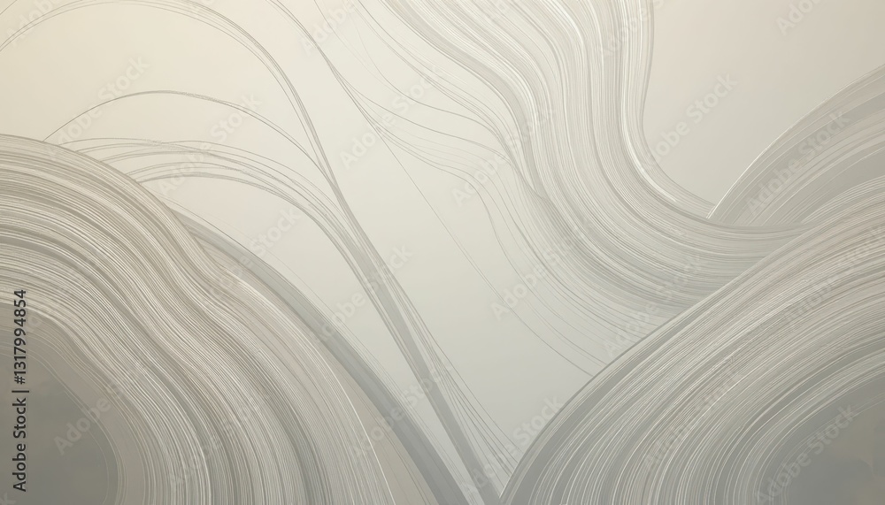 Aufkleber abstract fluid lines and curves in soft neutral tones background