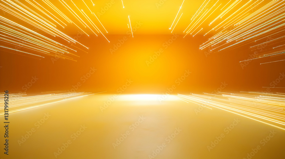 Poster golden yellow abstract background with light streaks and blurred effect illuminated empty space mode