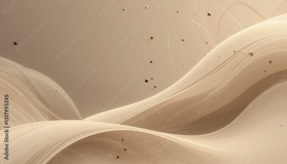 Poster soft beige waves with subtle textures and delicate particles