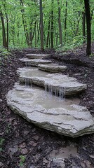 Forest Stream Stone Steps.