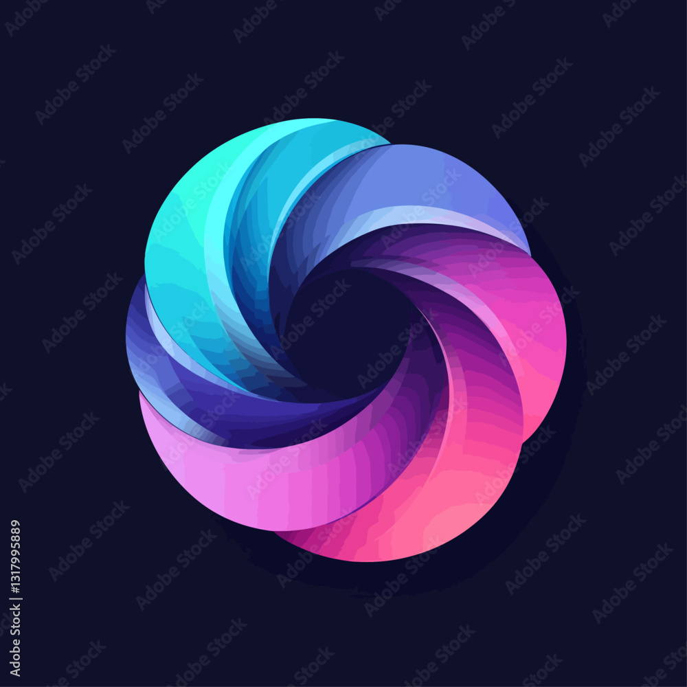 Poster abstract gradient circle logo design element on dark background