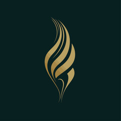 Elegant gold logo design on a dark green background, modern art.