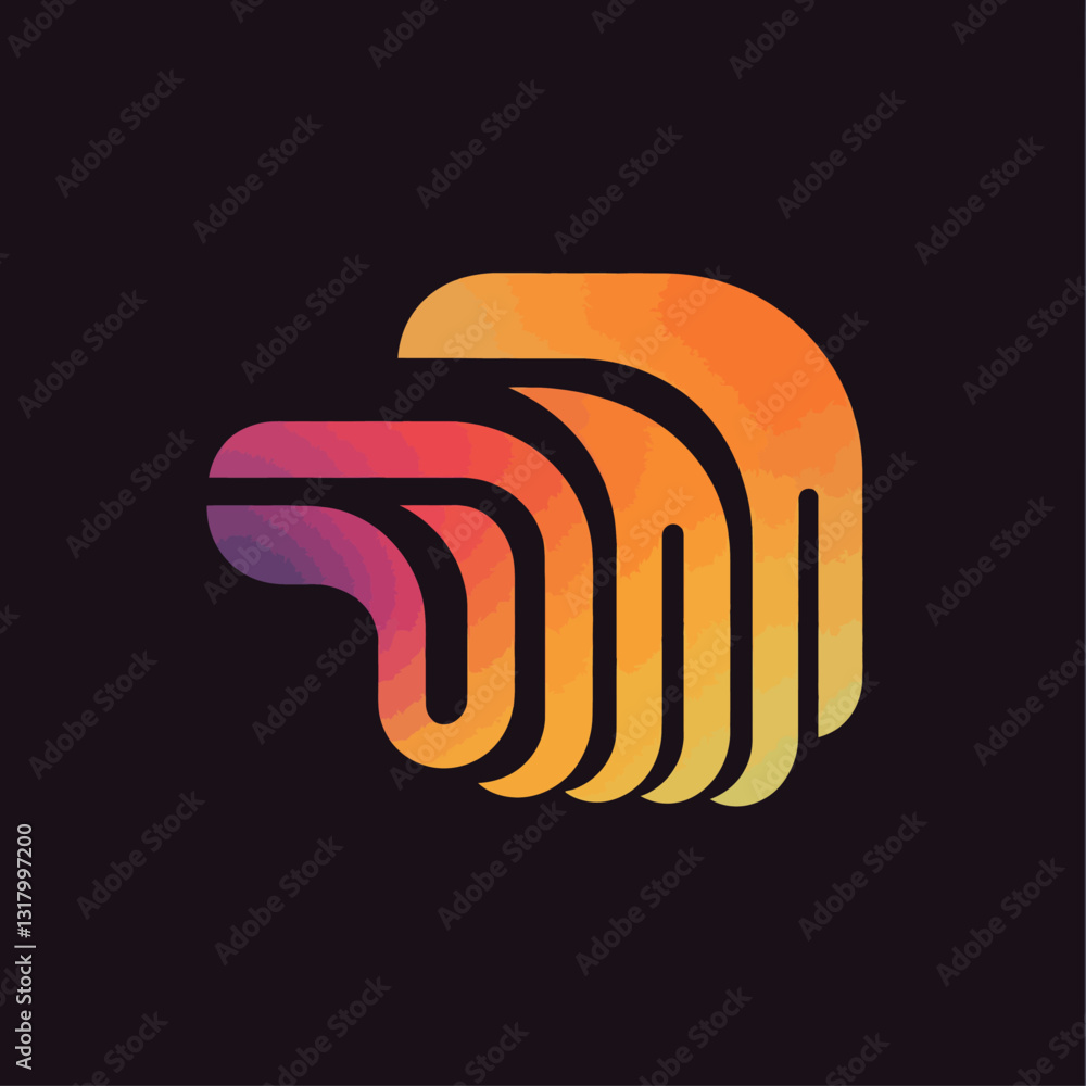 Poster abstract layered hands pointing design with vibrant gradient color on black background