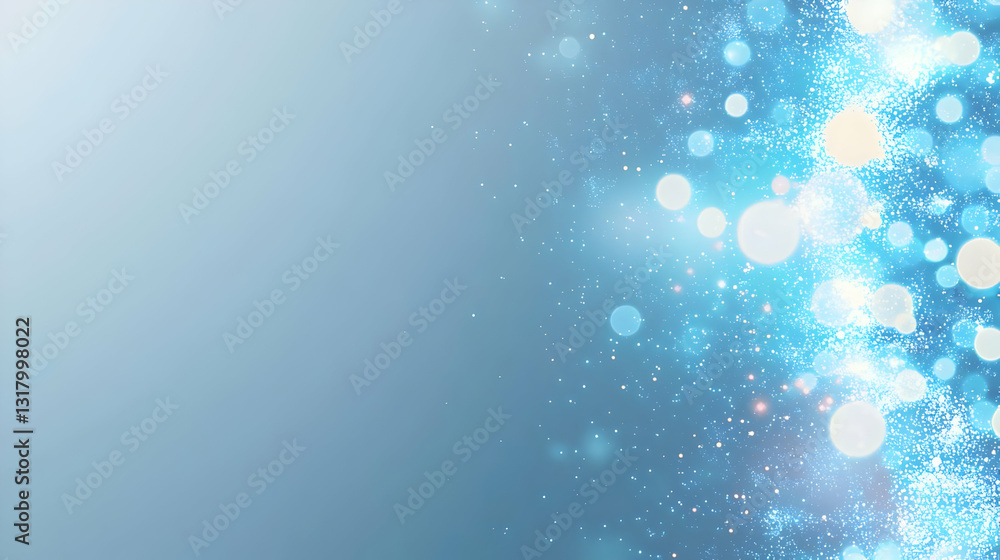 Aufkleber abstract blue background with soft glowing bokeh lights and blurred sparkling effect for festive des