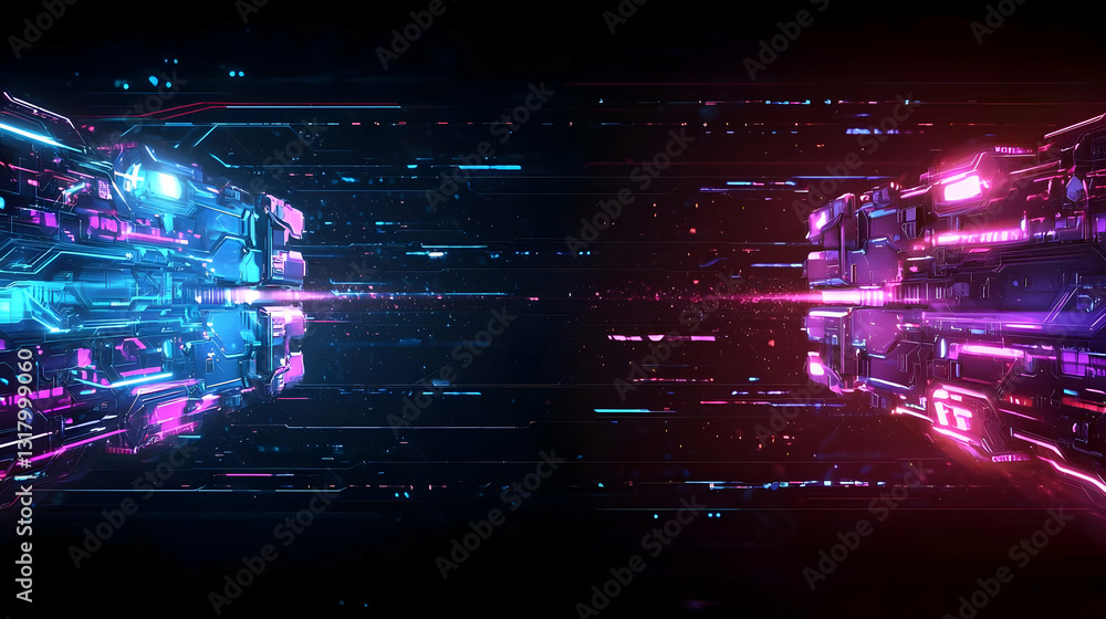 Aufkleber abstract digital data stream with glowing lines and futuristic technology theme