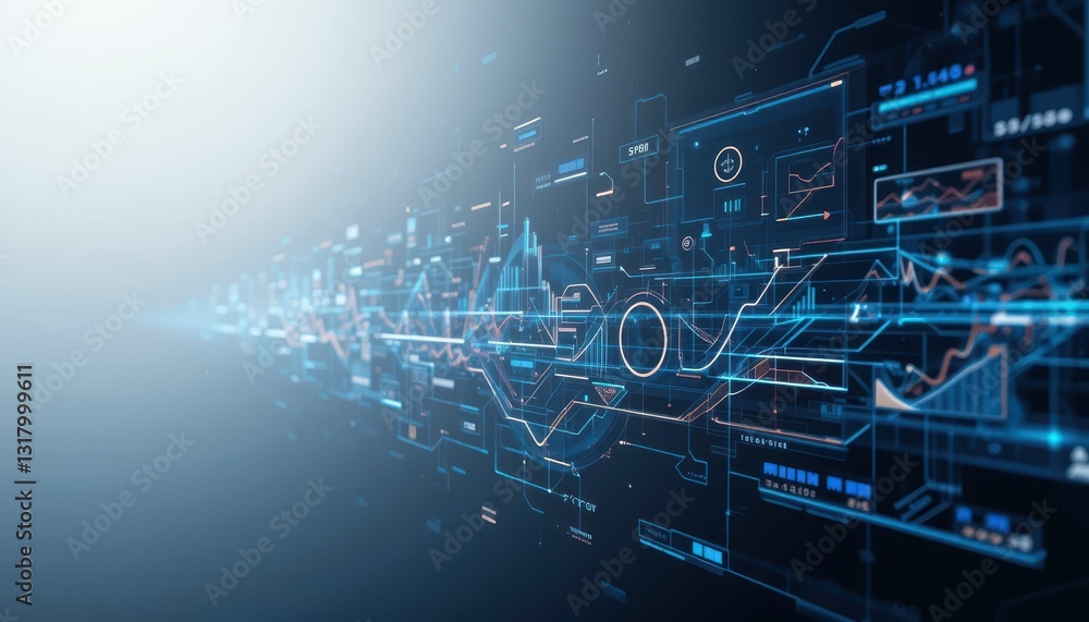 Poster abstract digital data visualization with graphs and charts