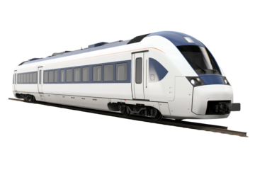 Modern white train on transparent background