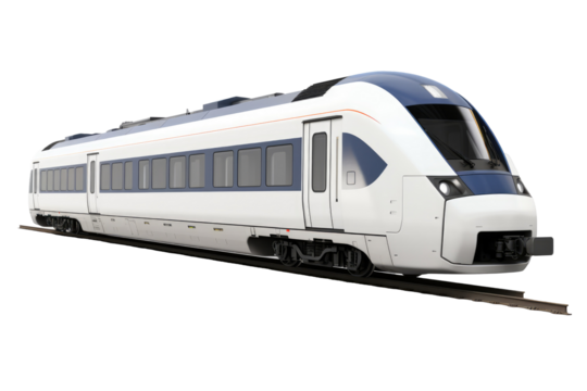 Modern white train on transparent background