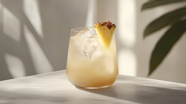 Refreshing tropical cocktail photography in a bright summer home bar setting