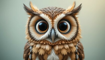 Obraz premium Adorable Cartoon Owl: A Close-Up Portrait