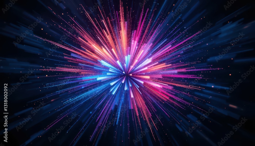 Poster colorful burst of light in abstract background with starry effect