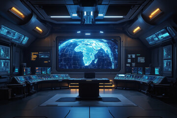 Fototapeta premium A high-tech military command center.