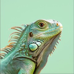 Fototapeta premium Colorful Iguana Portrait with Textured Skin on Bright Background