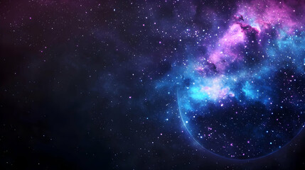 Vivid Purple Blue and Pink Nebula with Bright Stars in the Vast Expanse of Space