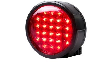 Red traffic light isolated on transparent background.