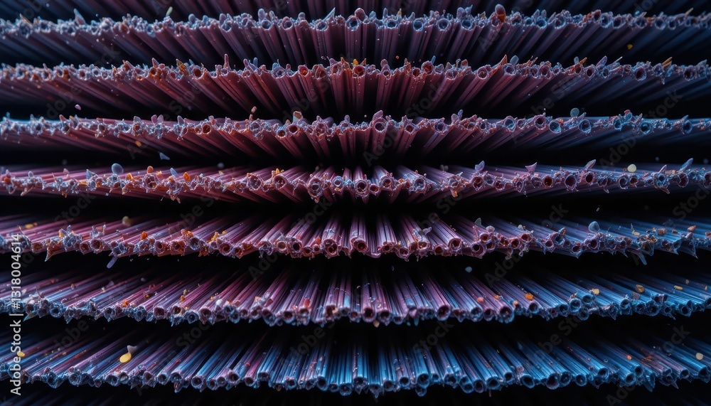 Poster close-up of colorful stacked straws with abstract patterns and textures
